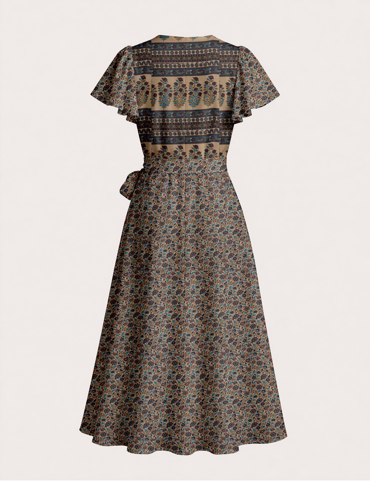 Wrap dress - Beige Tropical