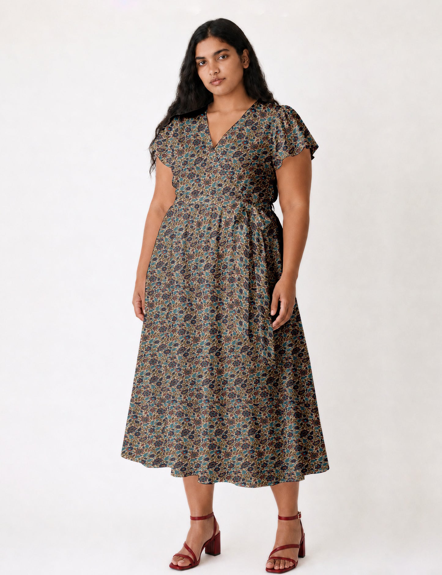 Wrap dress - Beige Tropical