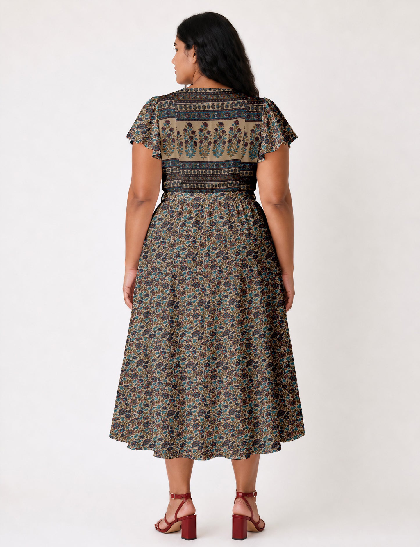 Wrap dress - Beige Tropical
