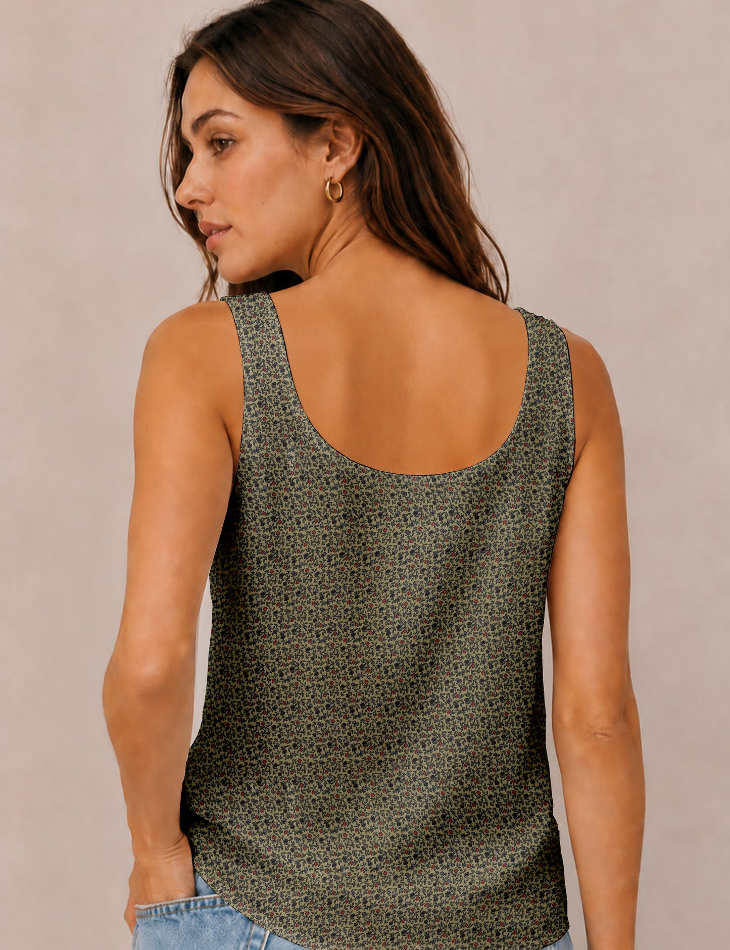Sleeveless blouse - Beige Tropical