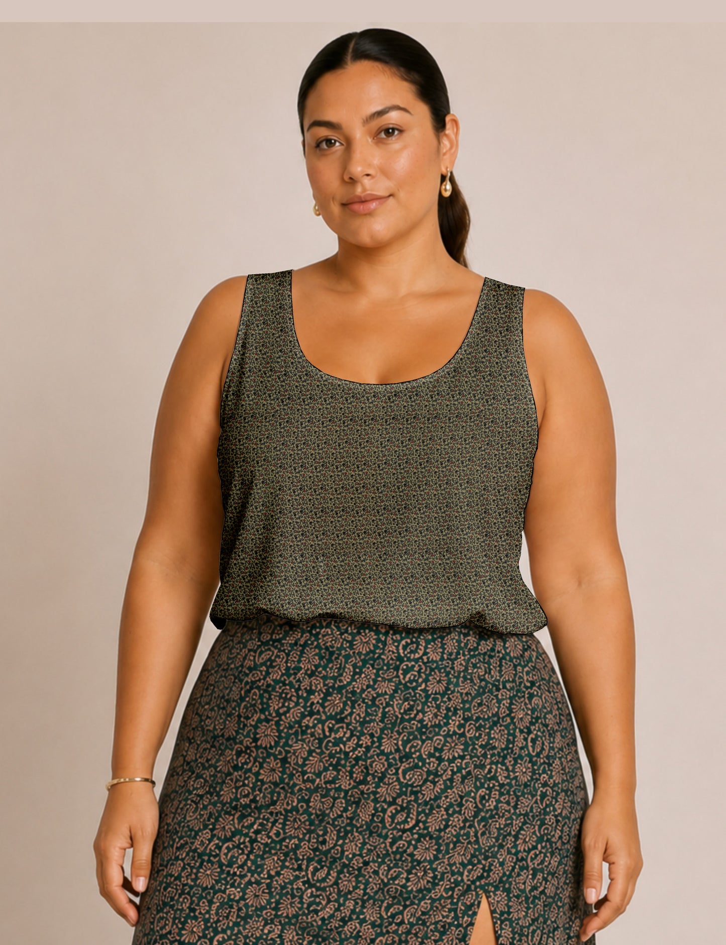 Sleeveless blouse - Beige Tropical