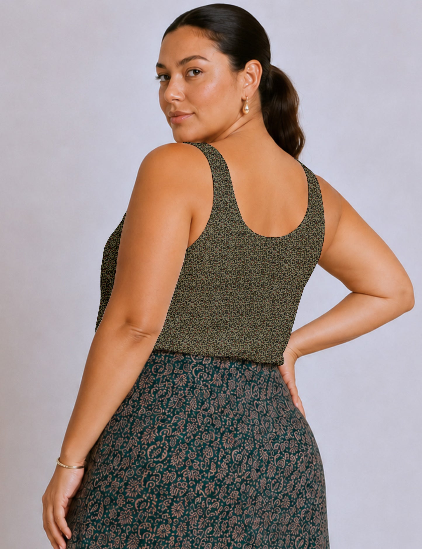Sleeveless blouse - Beige Tropical