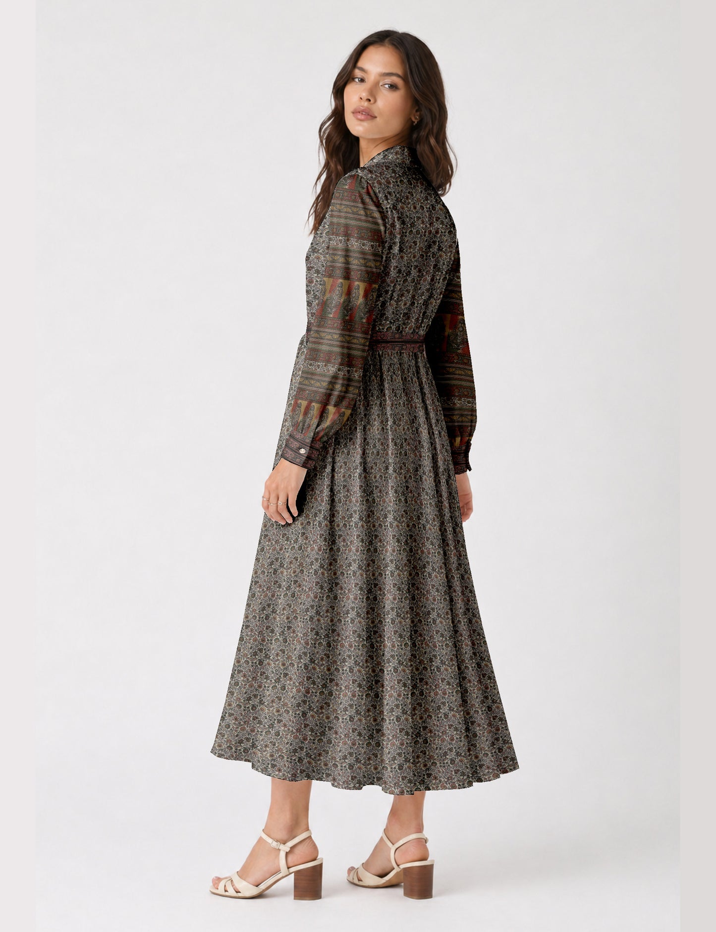 Long shirt dress - Beige Tropical