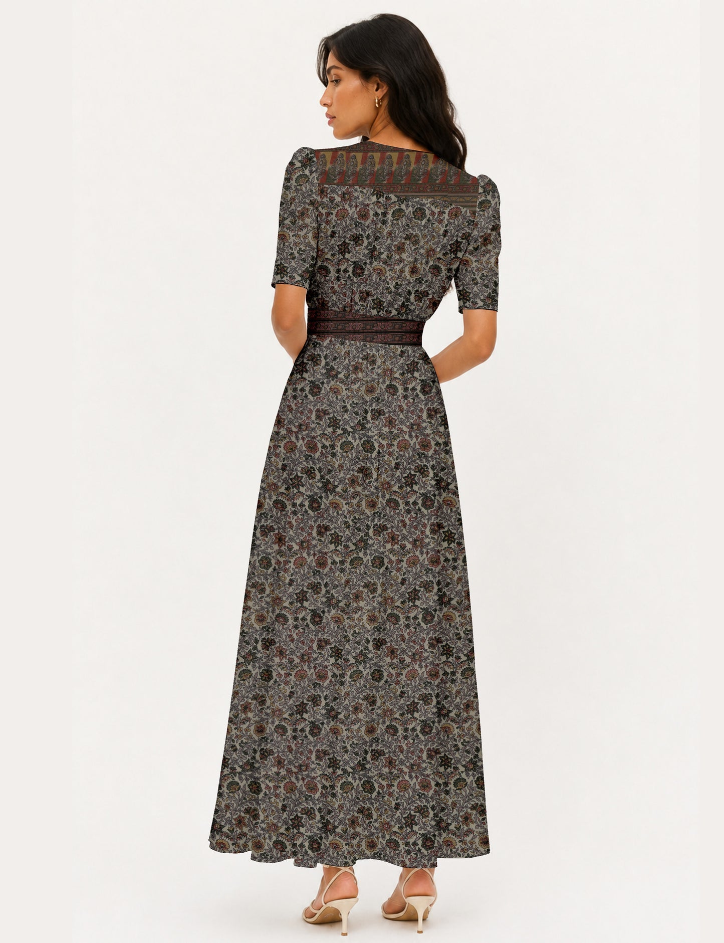 Maxi romantic dress - Beige Tropical