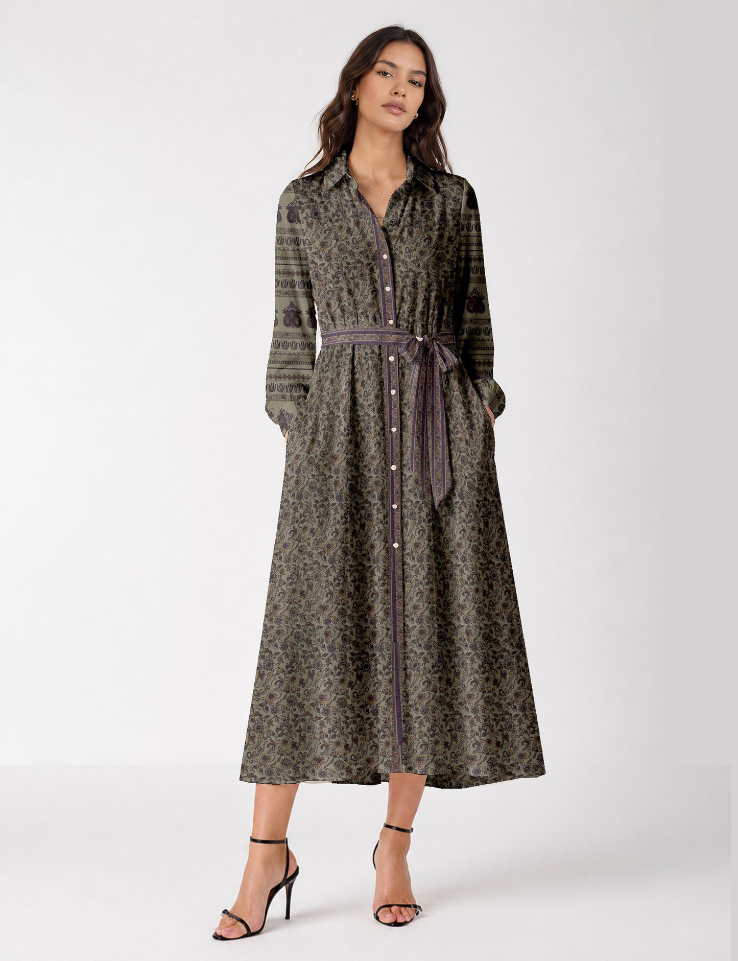 Long shirt dress - Beige Tropical