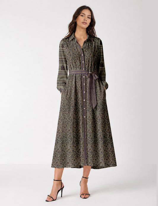 Long shirt dress - Beige Tropical