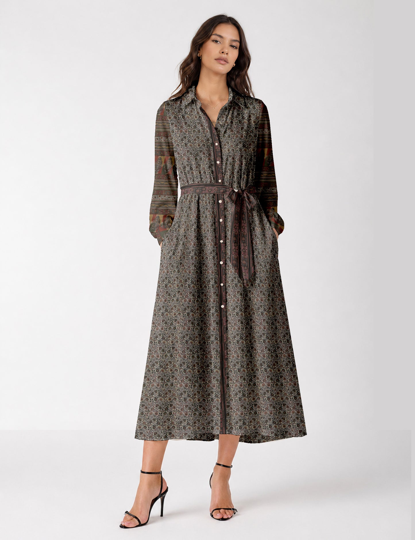Long shirt dress - Beige Tropical