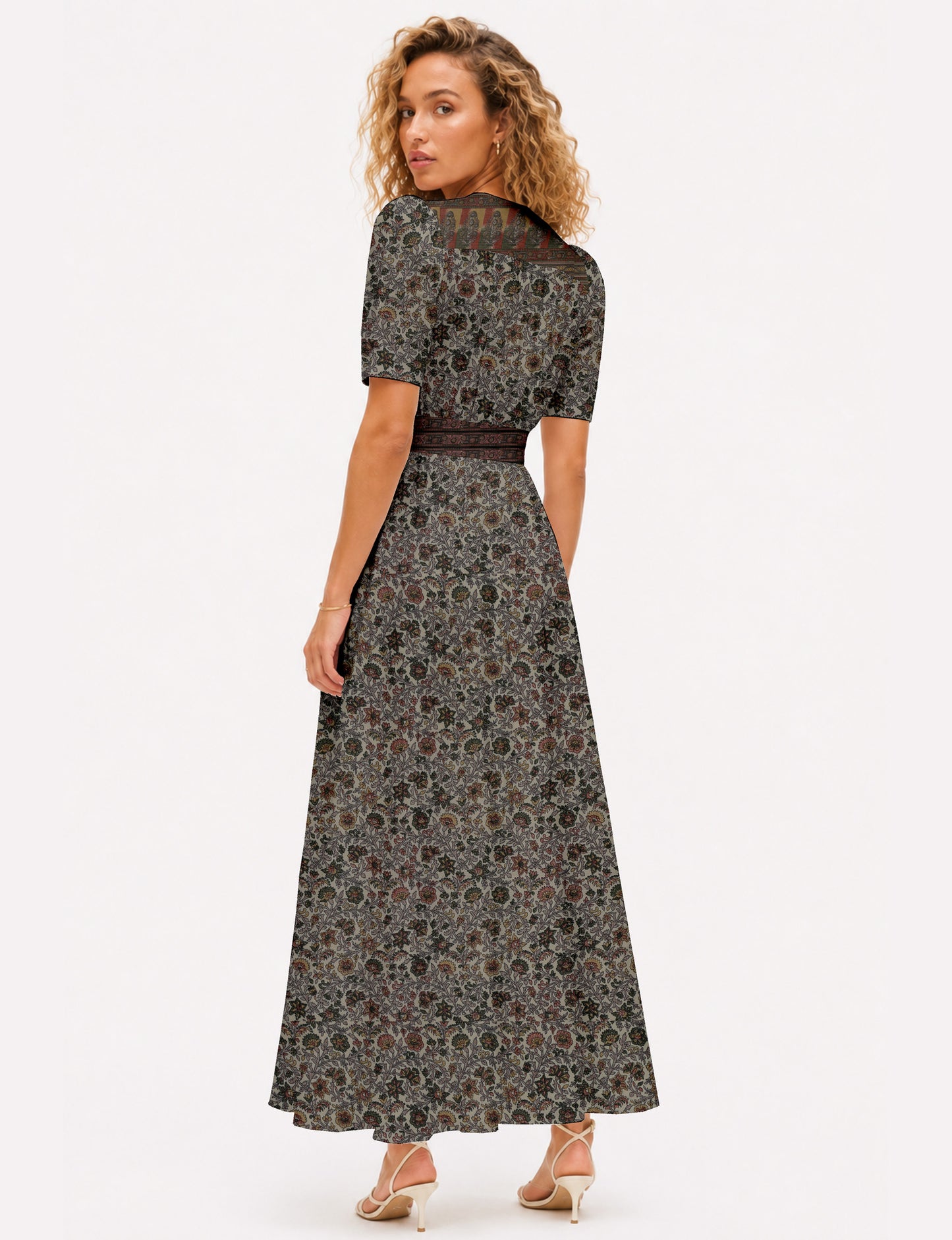 Maxi romantic dress - Beige Tropical
