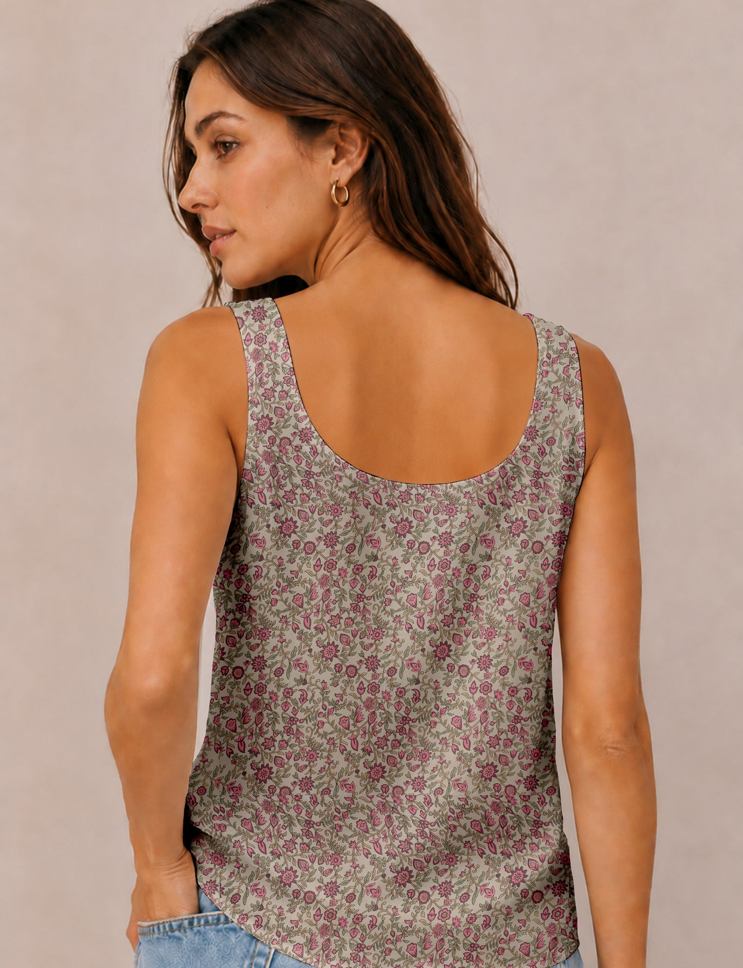 Sleeveless blouse - Beige Tropical