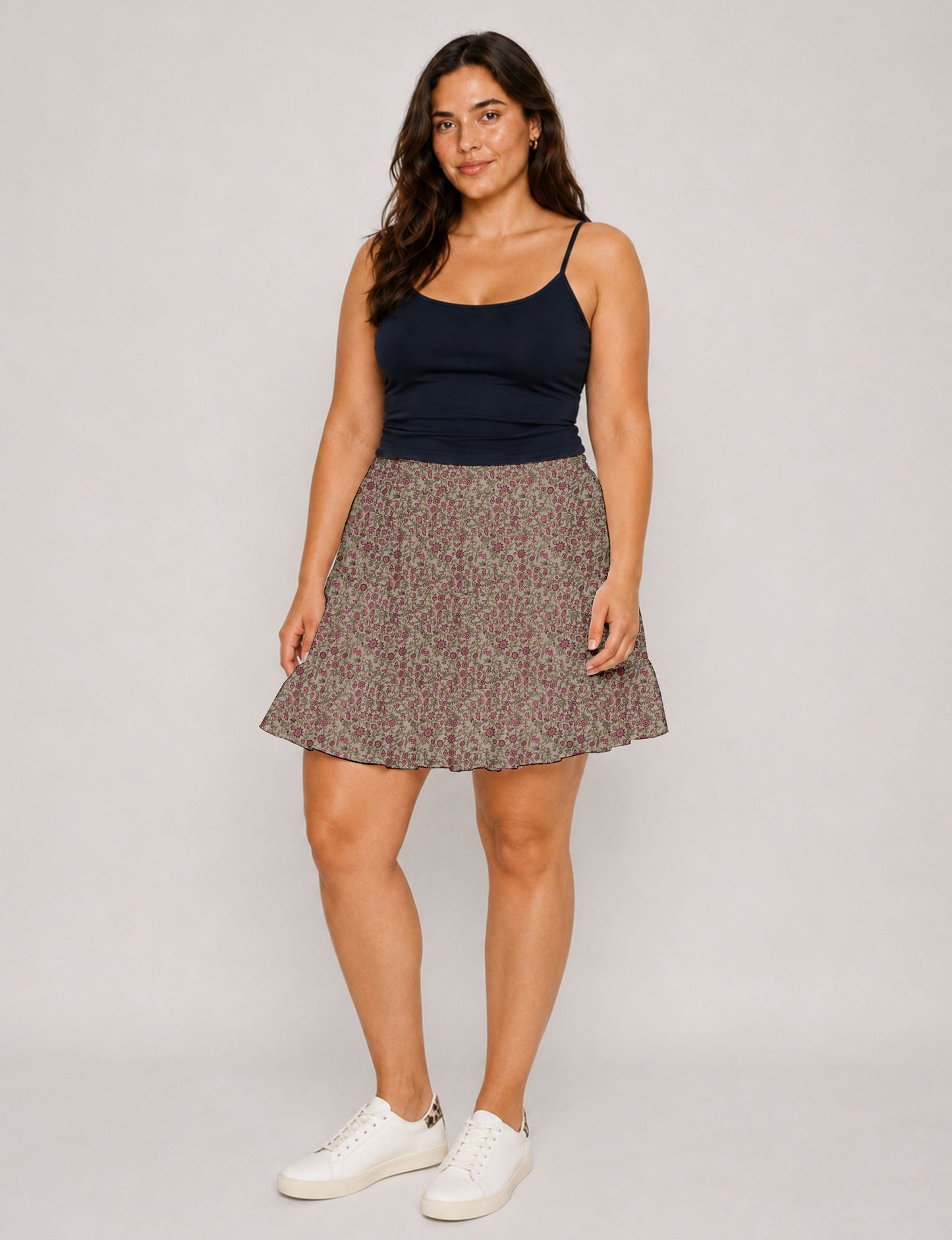 Short tiered skirt - Beige Tropical