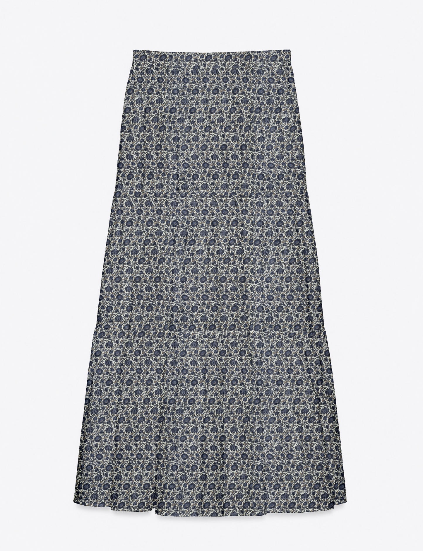 Midi Tiered Skirt - Beige Tropical