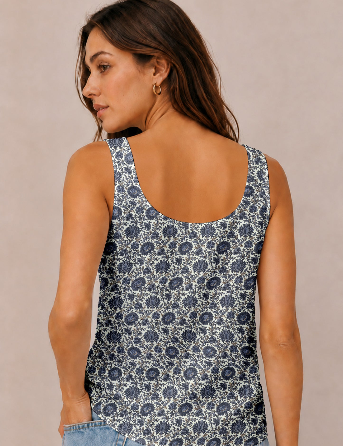 Sleeveless blouse - Beige Tropical