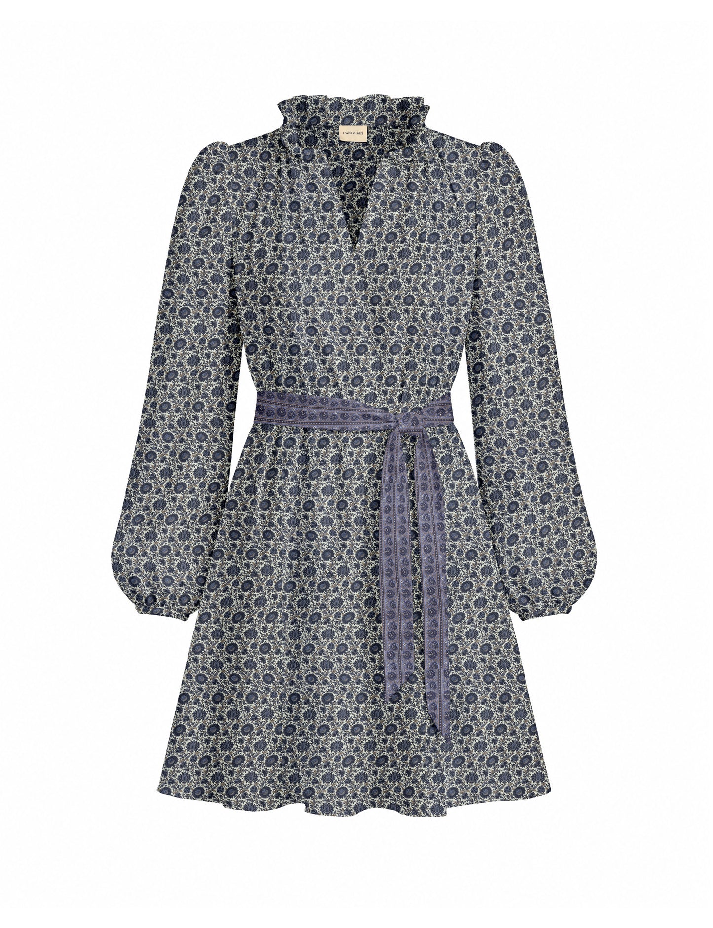 Swing dress with belt - Beige Tropical