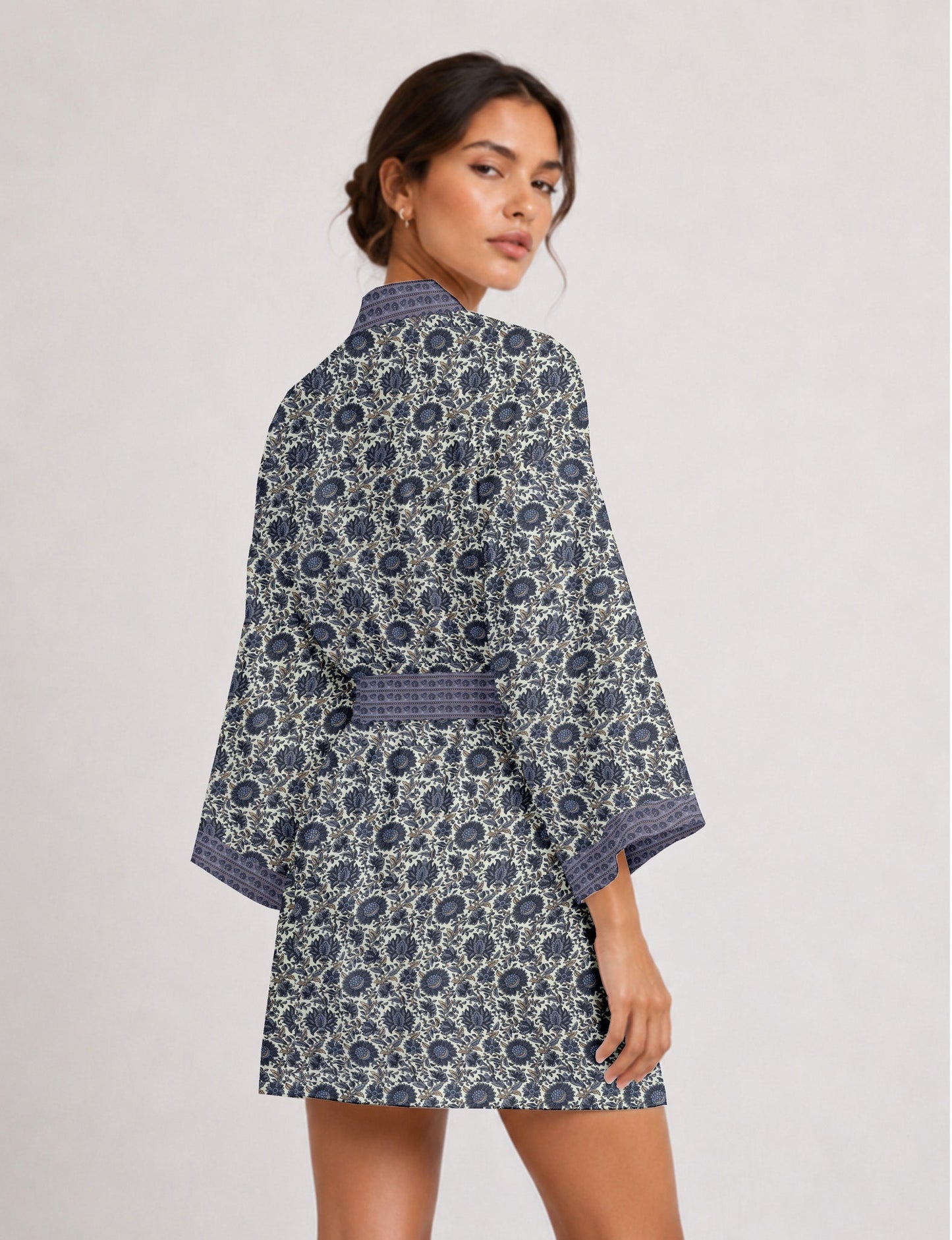 Short kimono robe - Beige Tropical