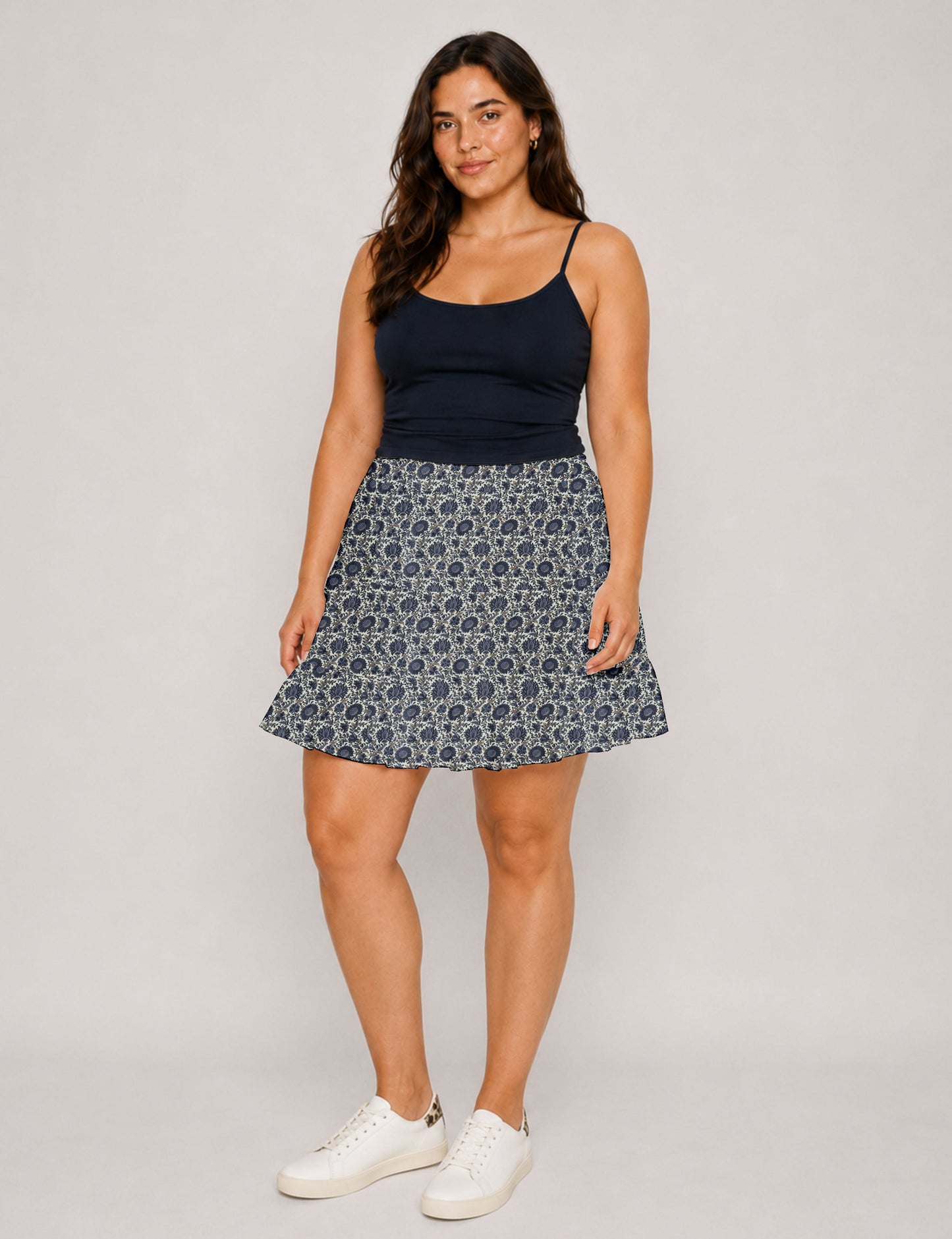 Short tiered skirt - Beige Tropical