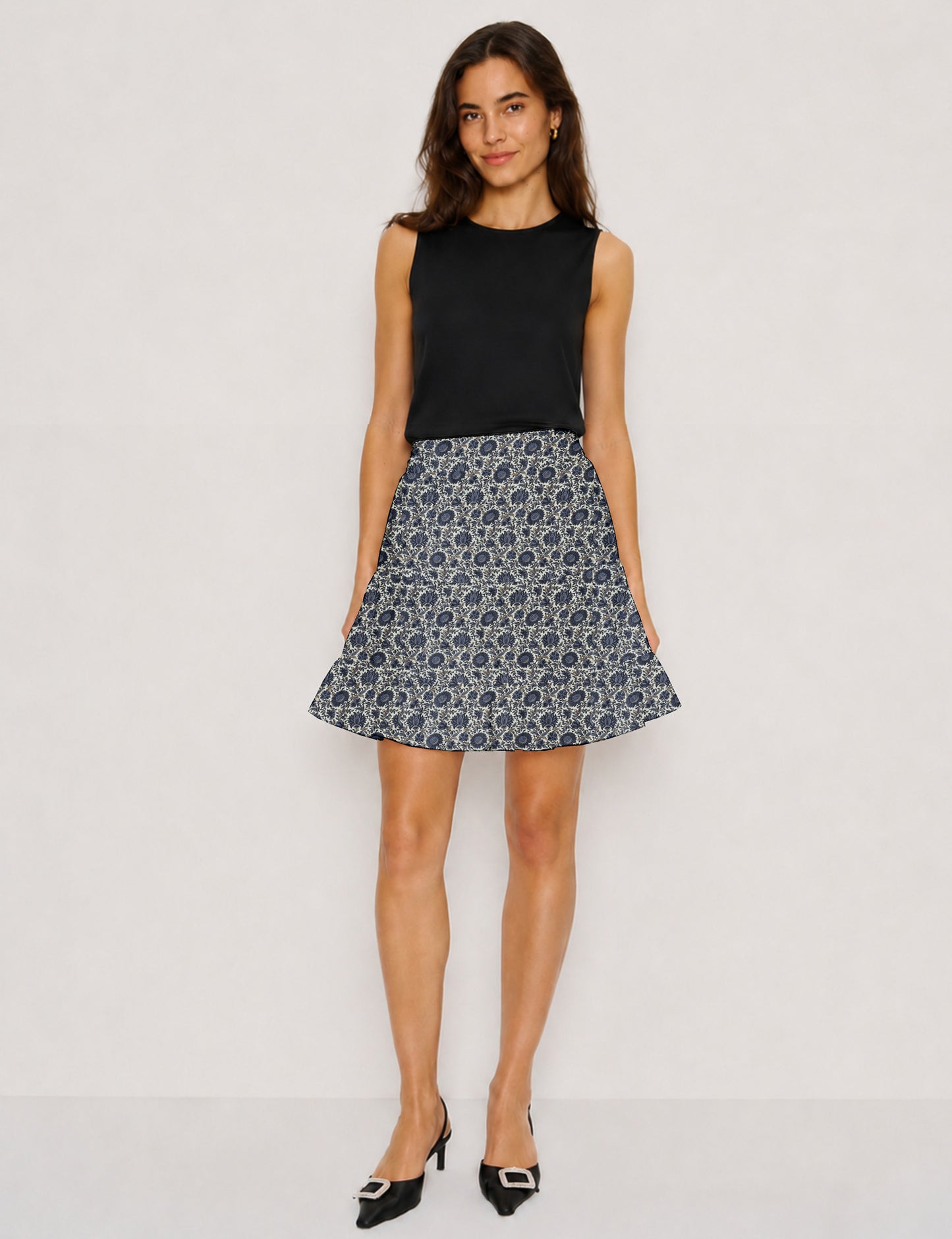 Short tiered skirt - Beige Tropical