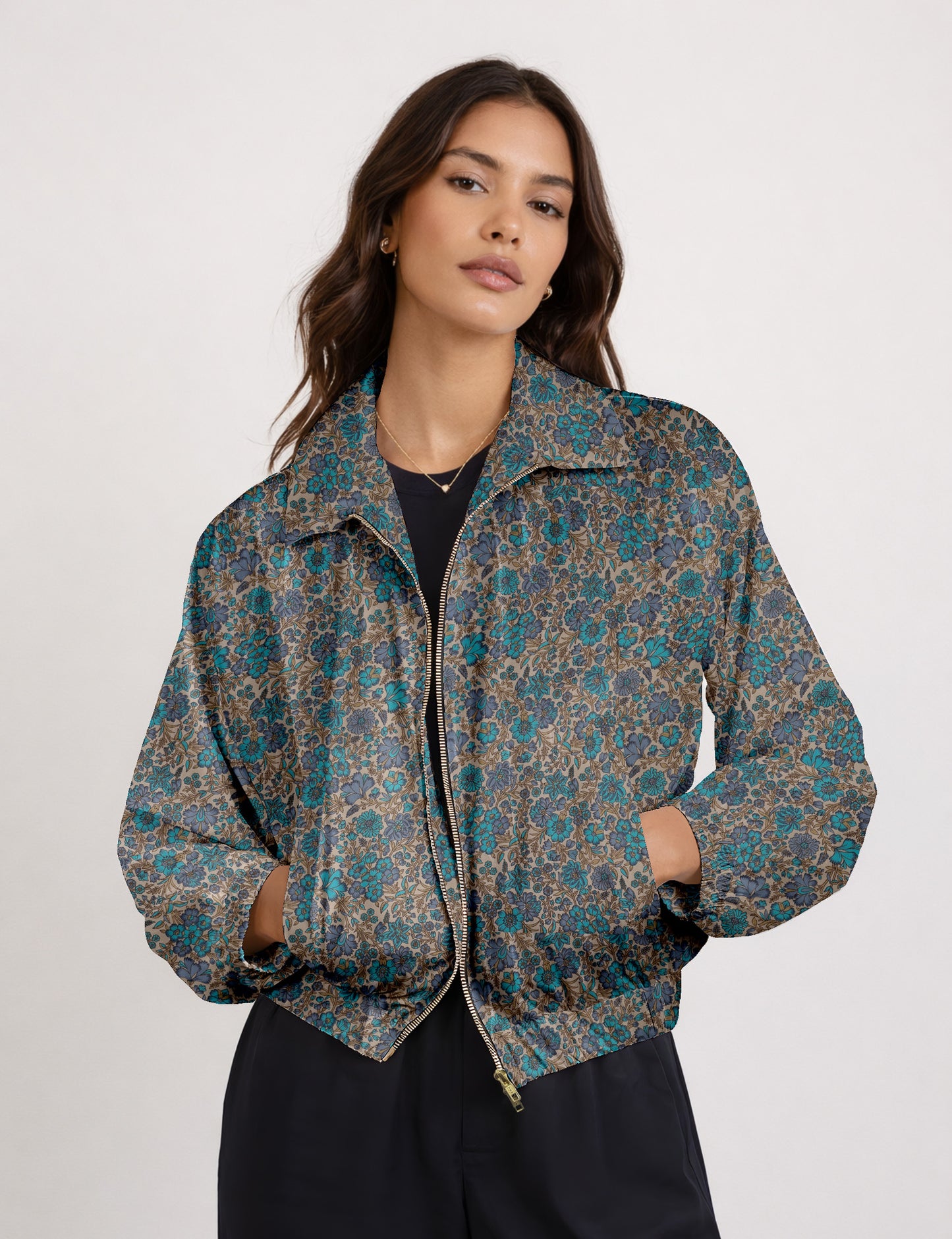 Bomber Jacket - Beige Tropical