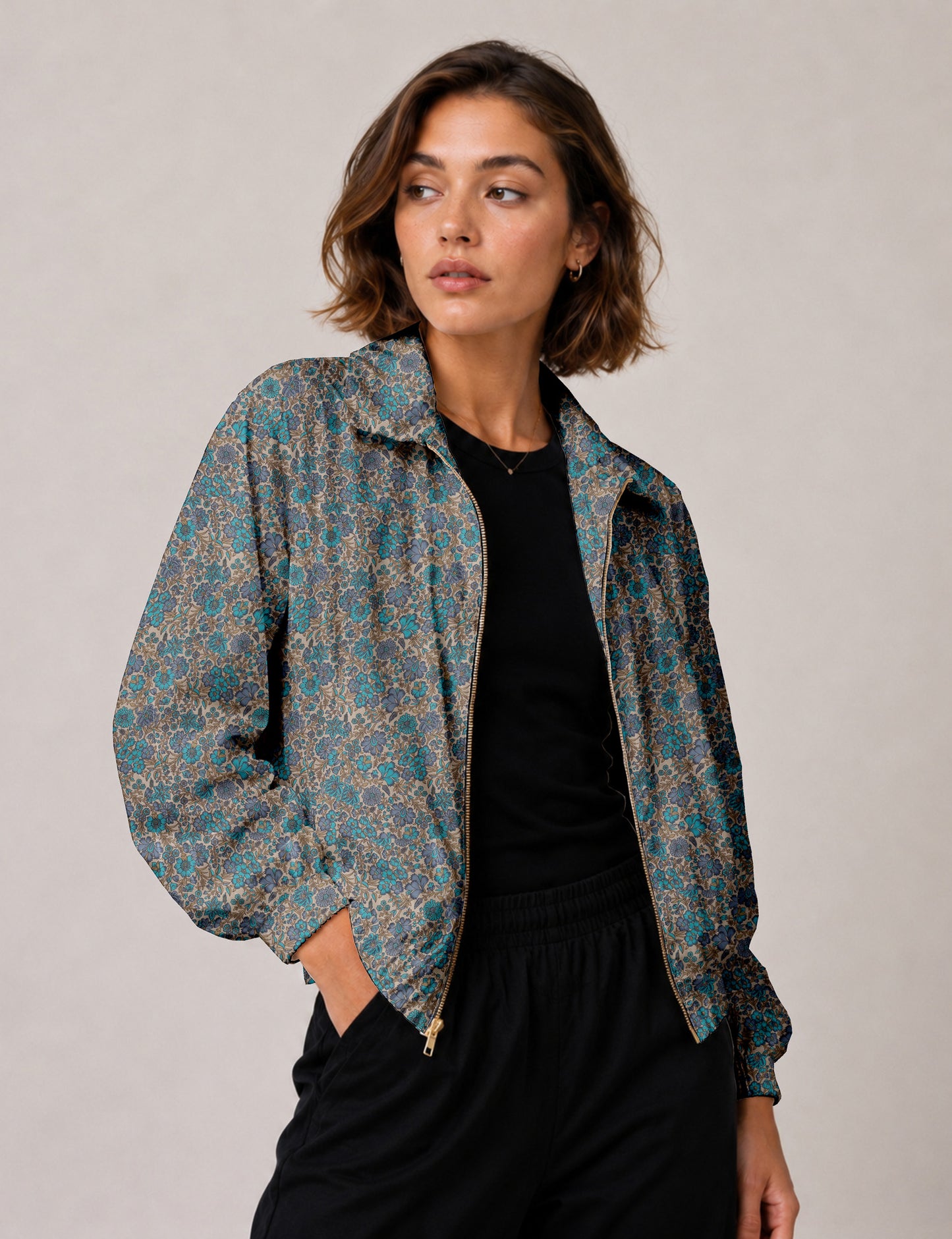 Bomber Jacket - Beige Tropical