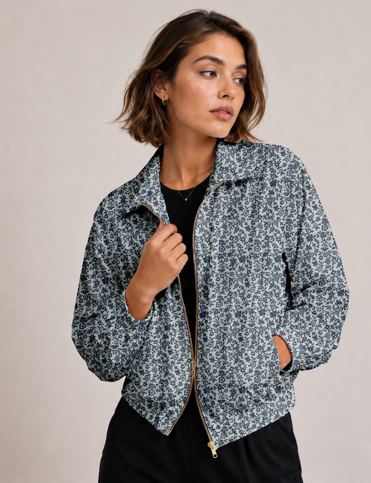 Bomber Jacket - Beige Tropical