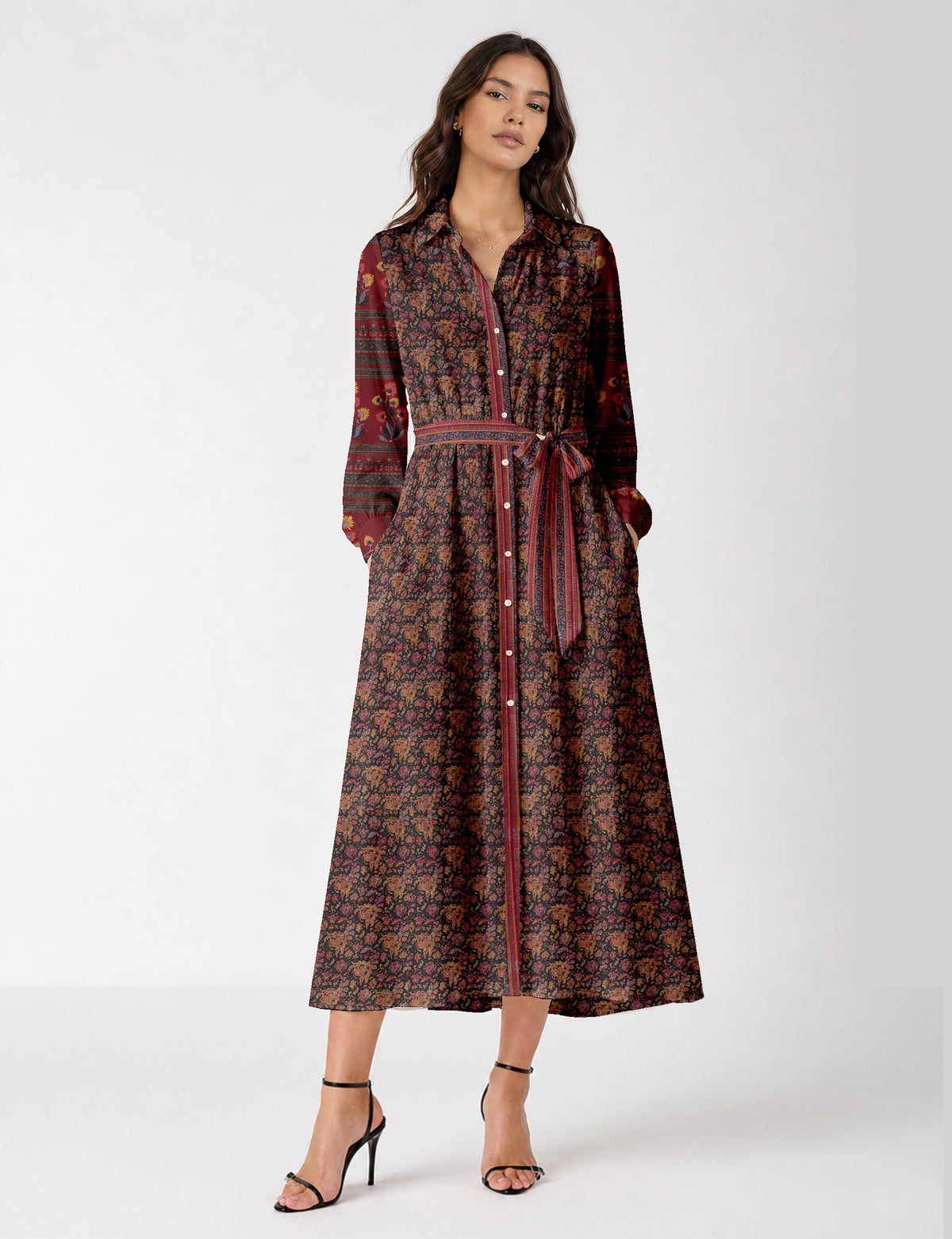 Long shirt dress - Black Floral