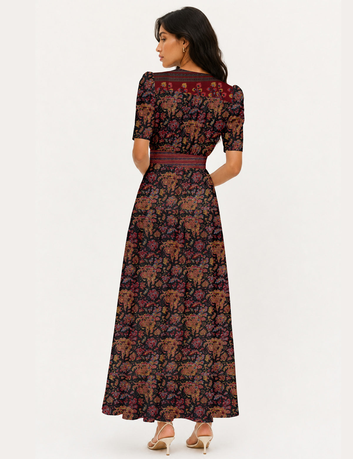 Maxi romantic dress - Black Floral