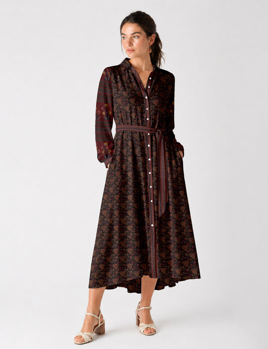 Long shirt dress - Black Floral