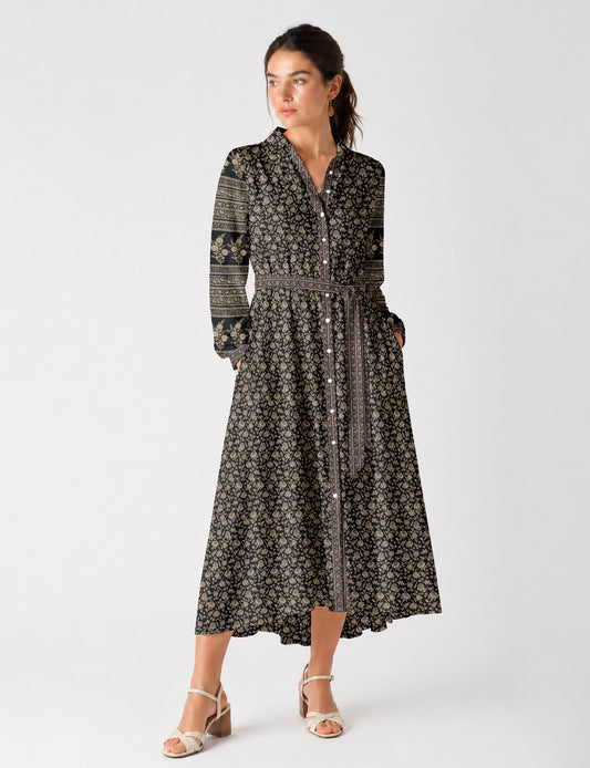 Long shirt dress - Black Floral