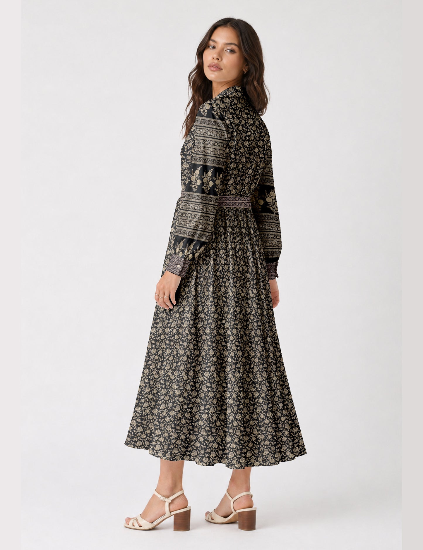 Long shirt dress - Black Floral