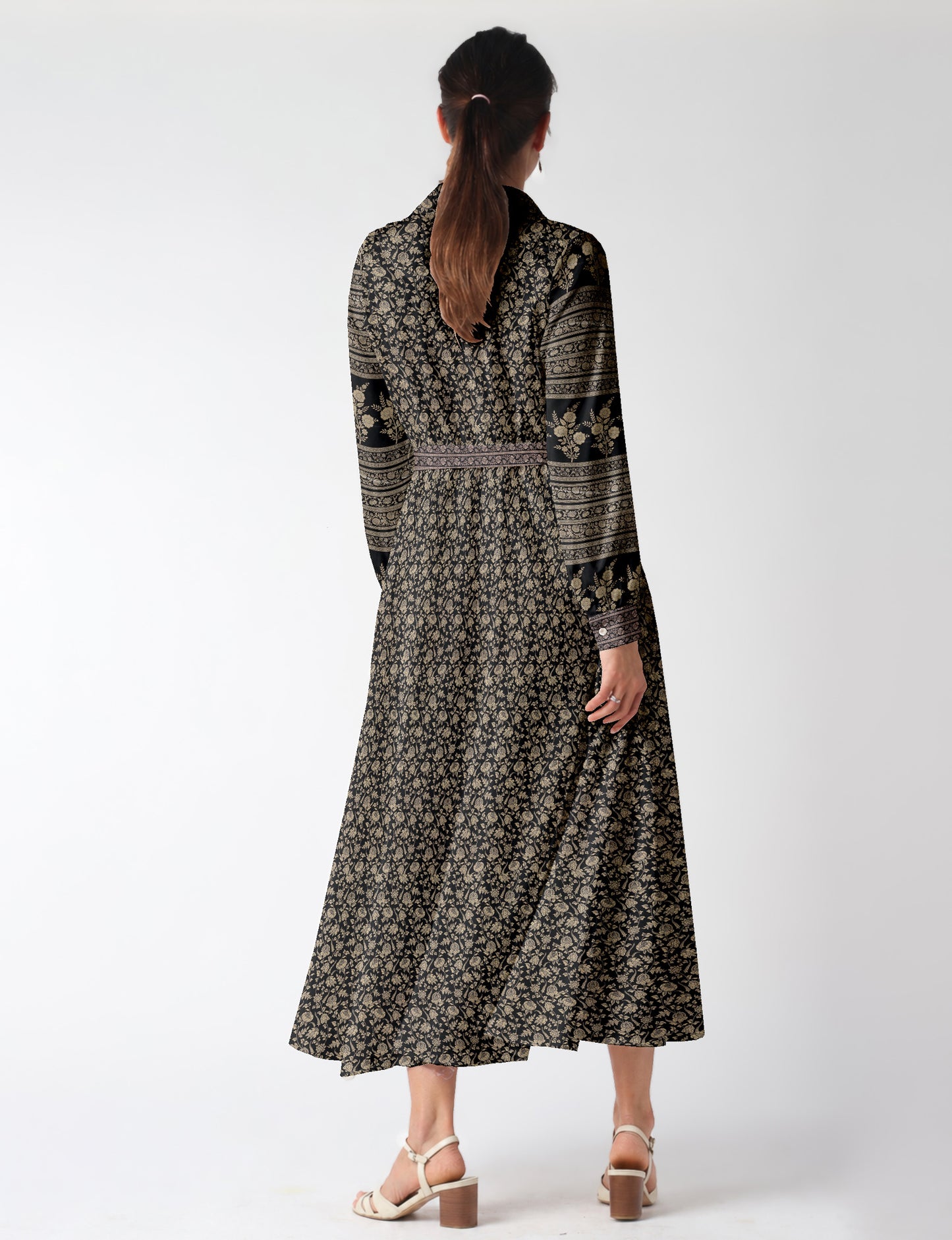 Long shirt dress - Black Floral
