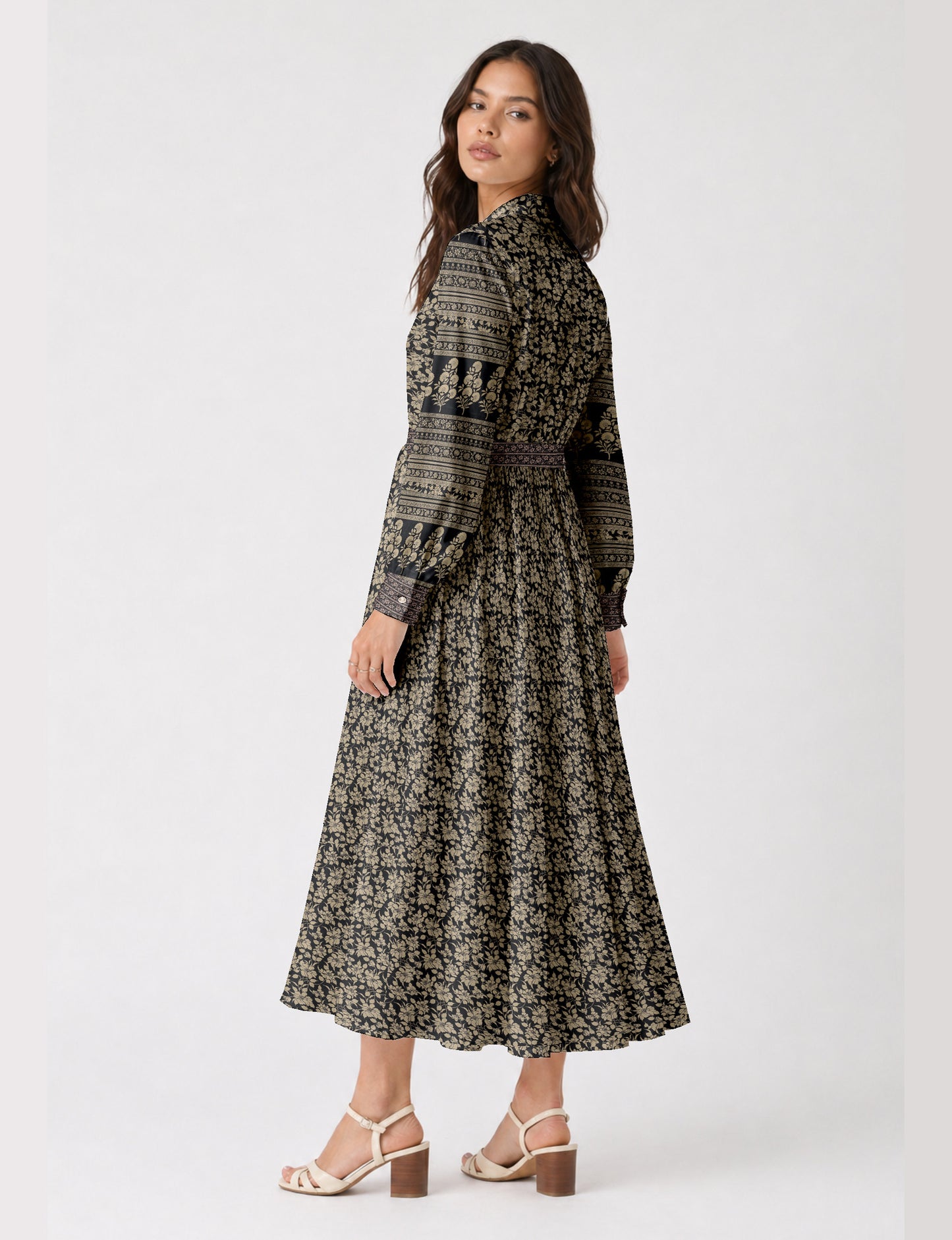 Long shirt dress - Black Floral