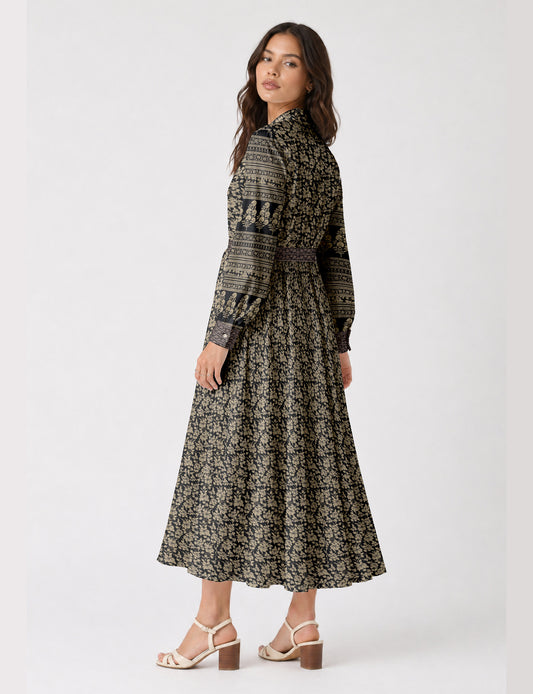 Long shirt dress - Black Floral