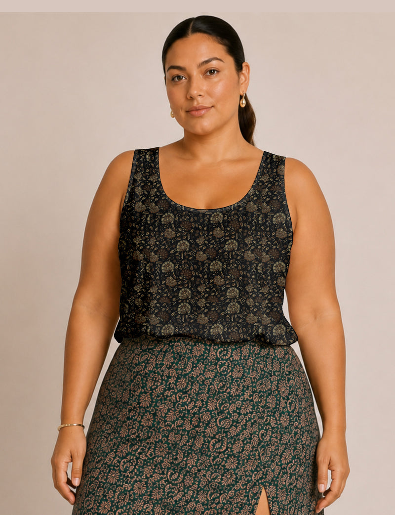 Sleeveless blouse - Black Floral