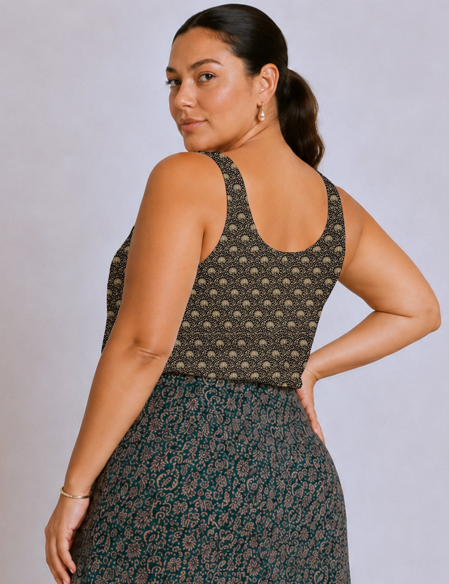 Sleeveless blouse - Black Floral
