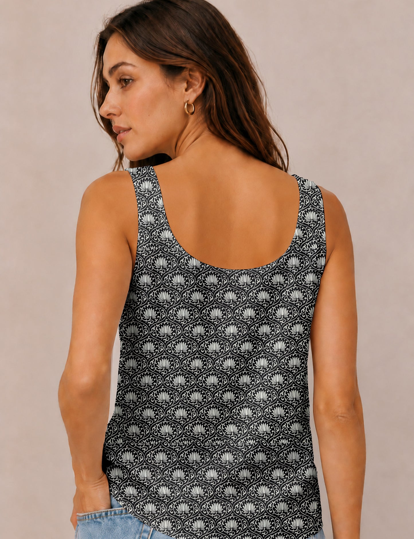 Sleeveless blouse - Black Floral