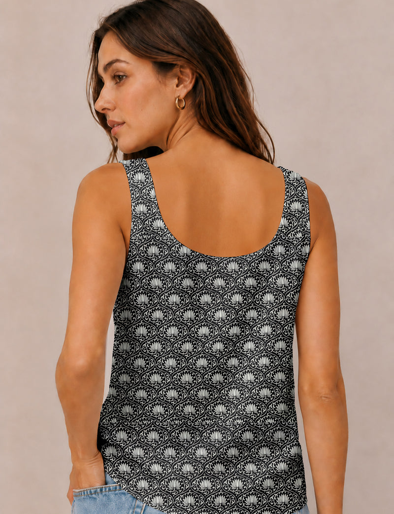 Sleeveless blouse - Black Floral