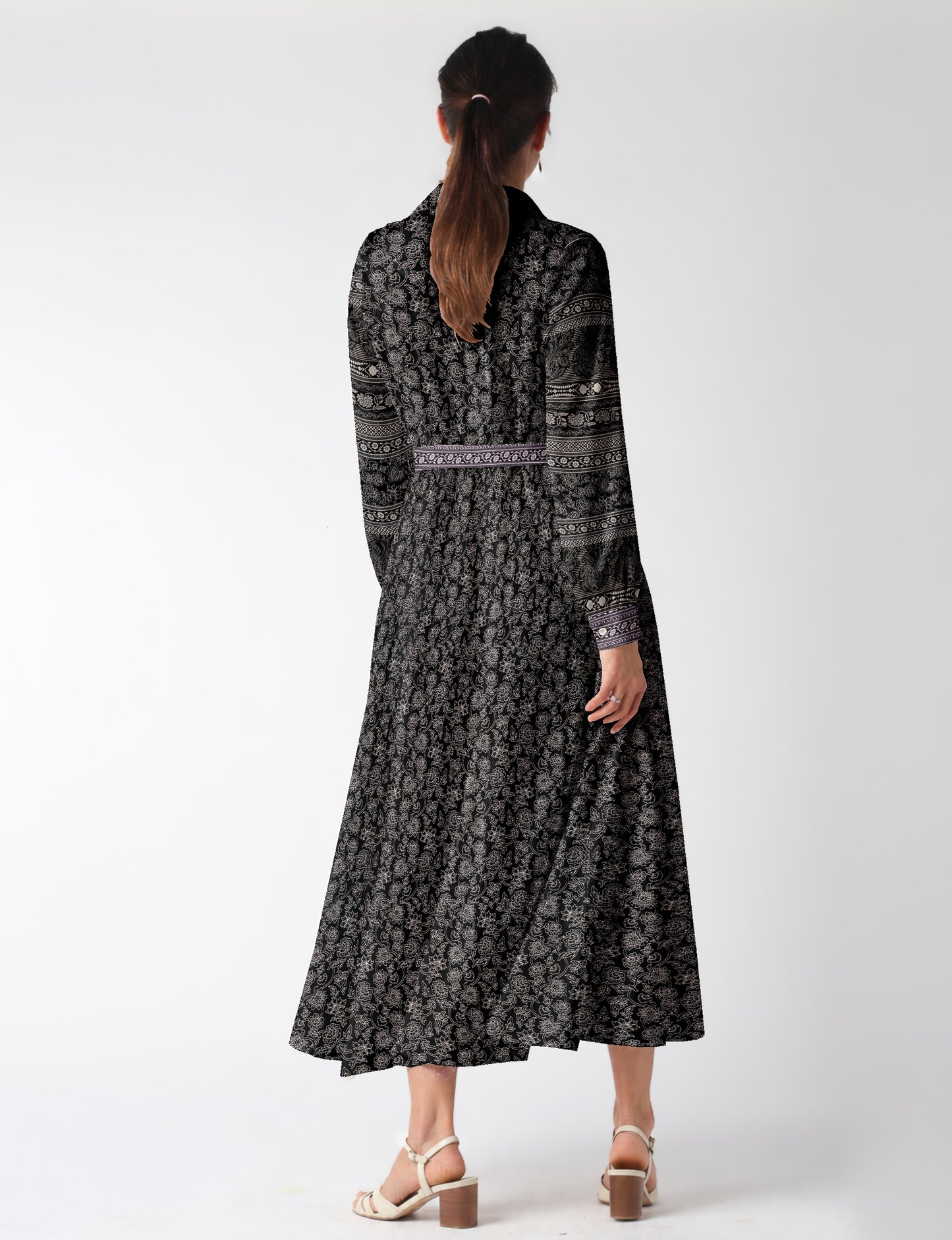 Long shirt dress - Black Floral