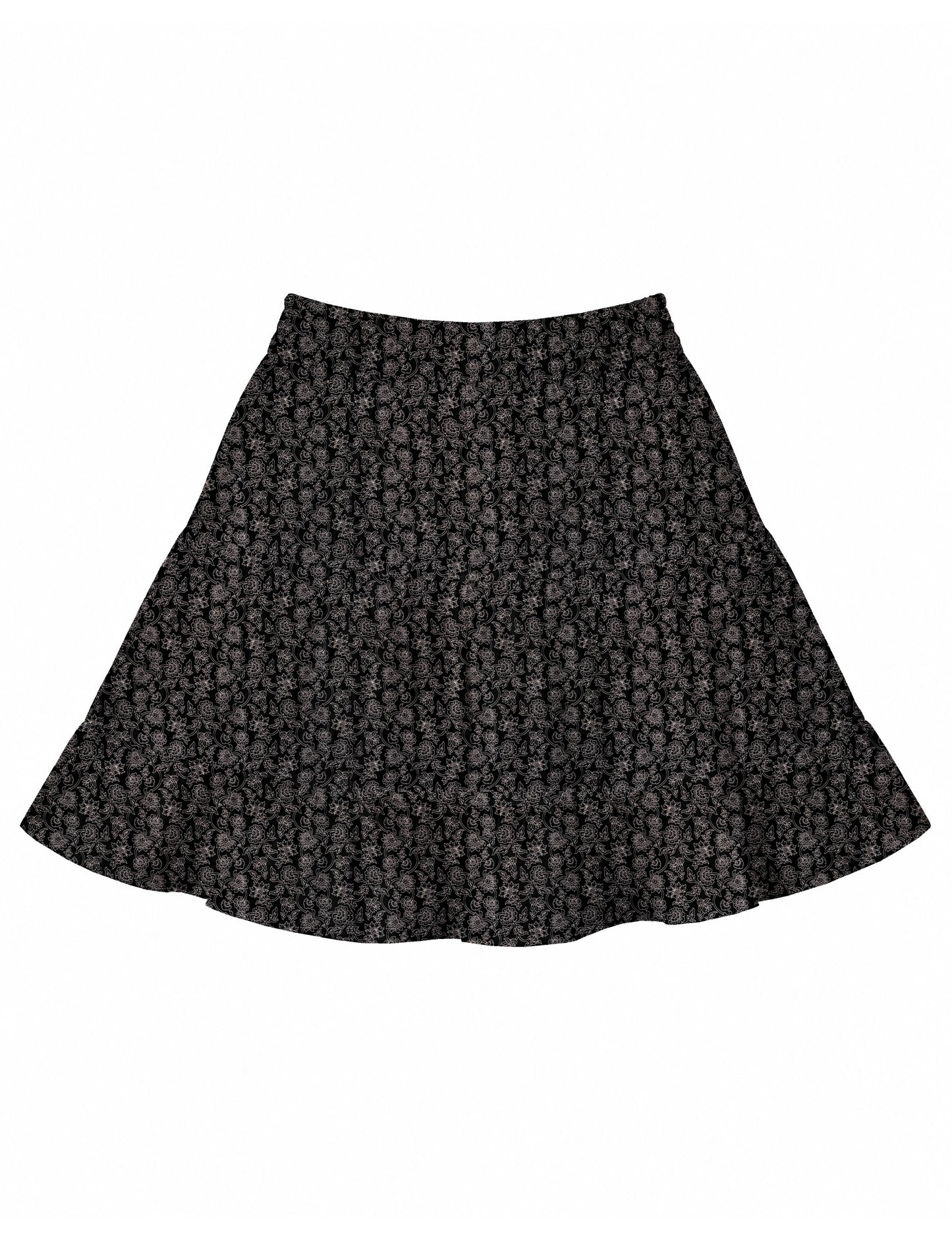 Short tiered skirt with a fitted waistband, knife pleats, softly flared silhouette, side seam pockets, and above-the-knee length.