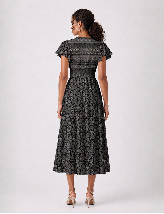 Wrap dress - Black Floral