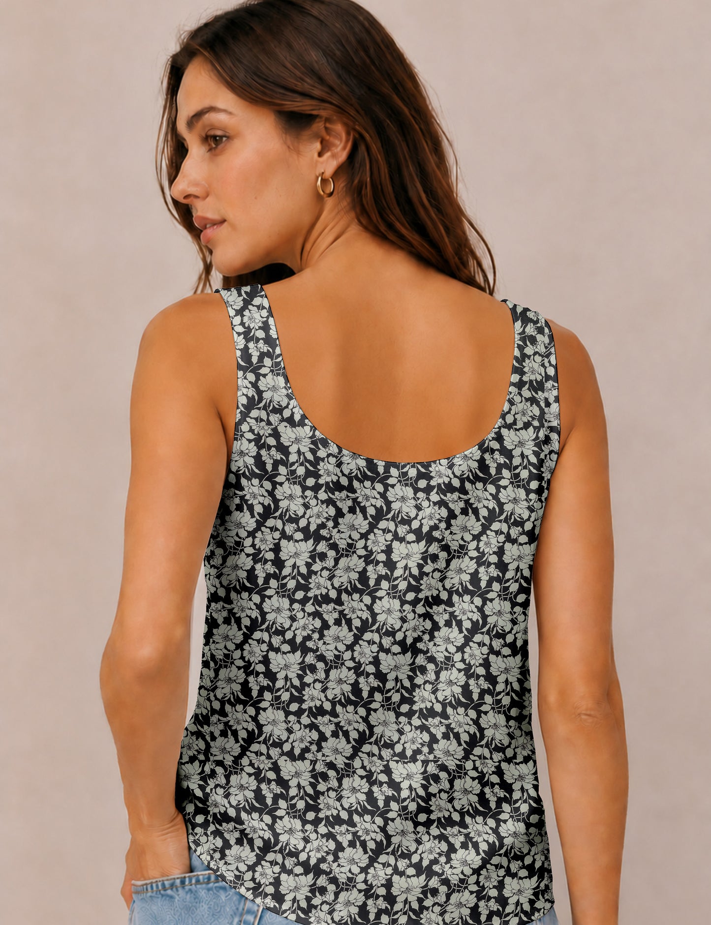Sleeveless blouse - Black Floral