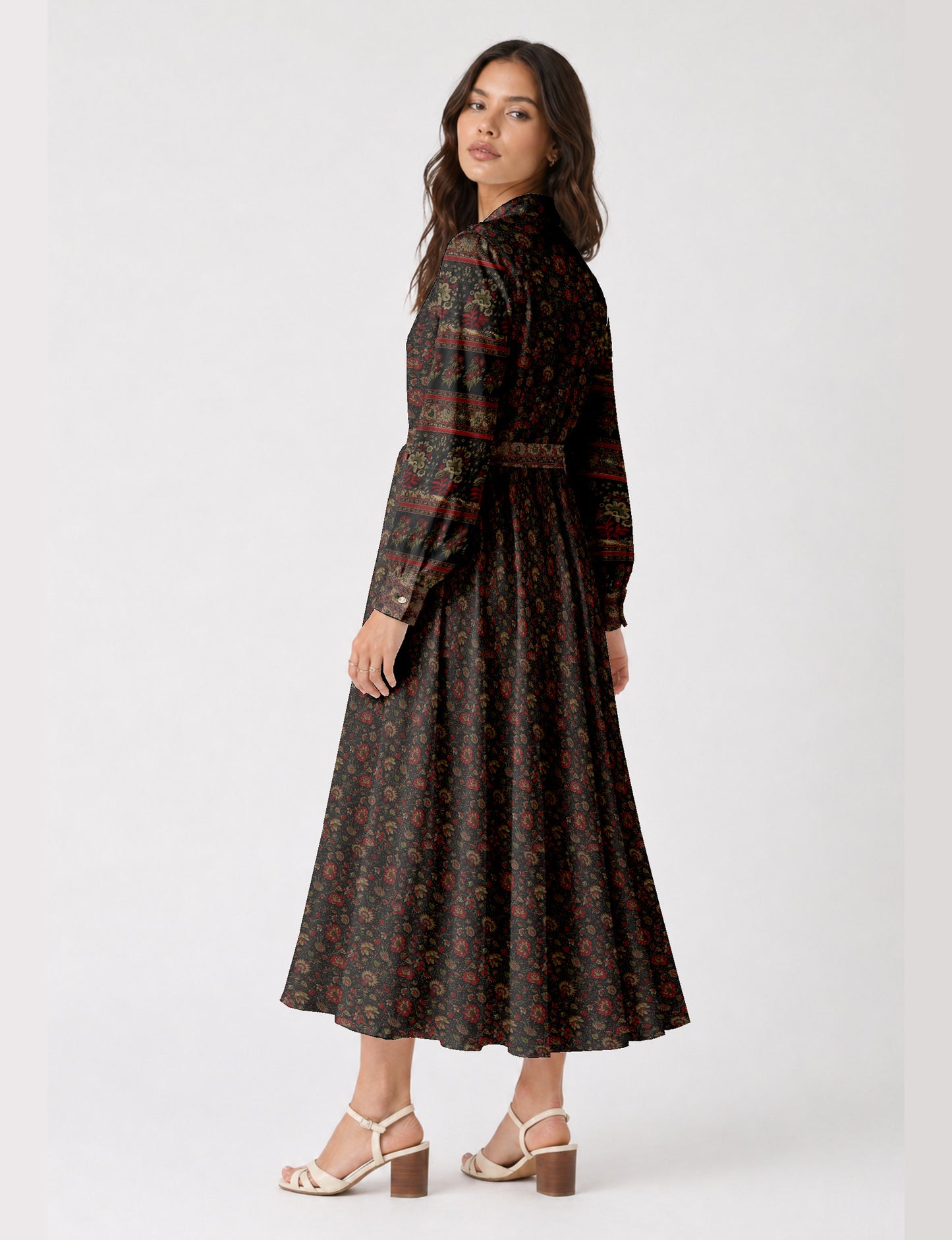 Long shirt dress - Black Floral