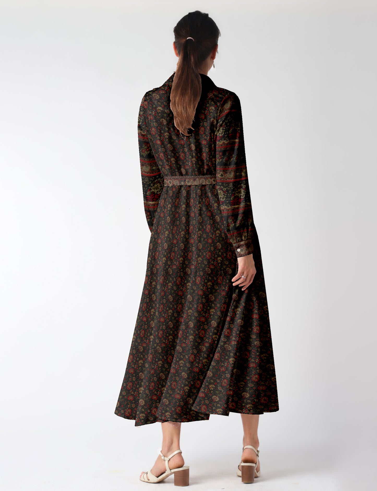 Long shirt dress - Black Floral
