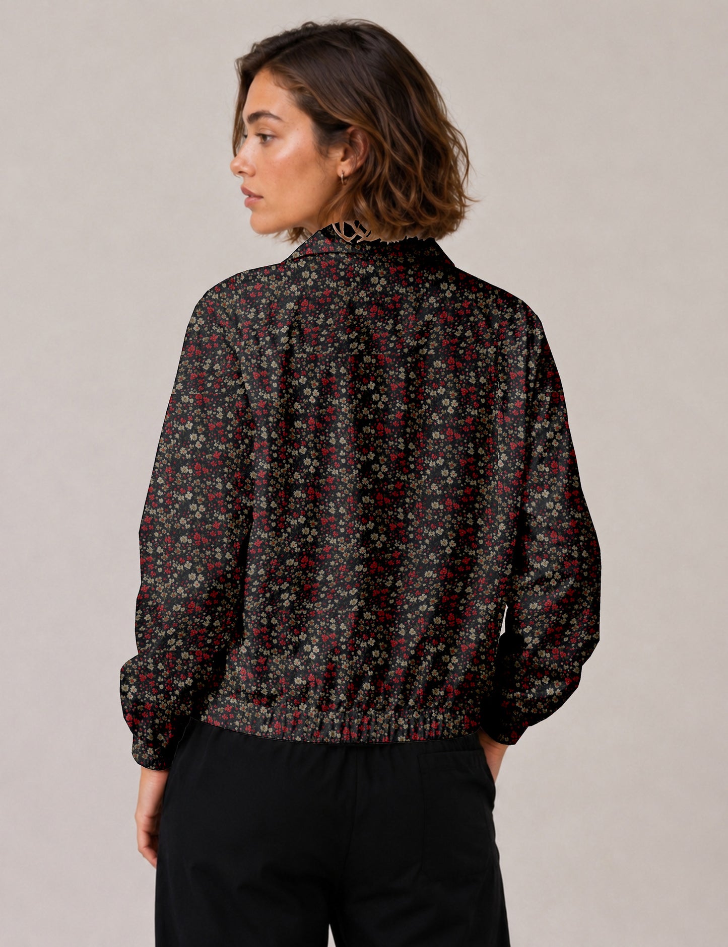 Bomber Jacket - Black Floral