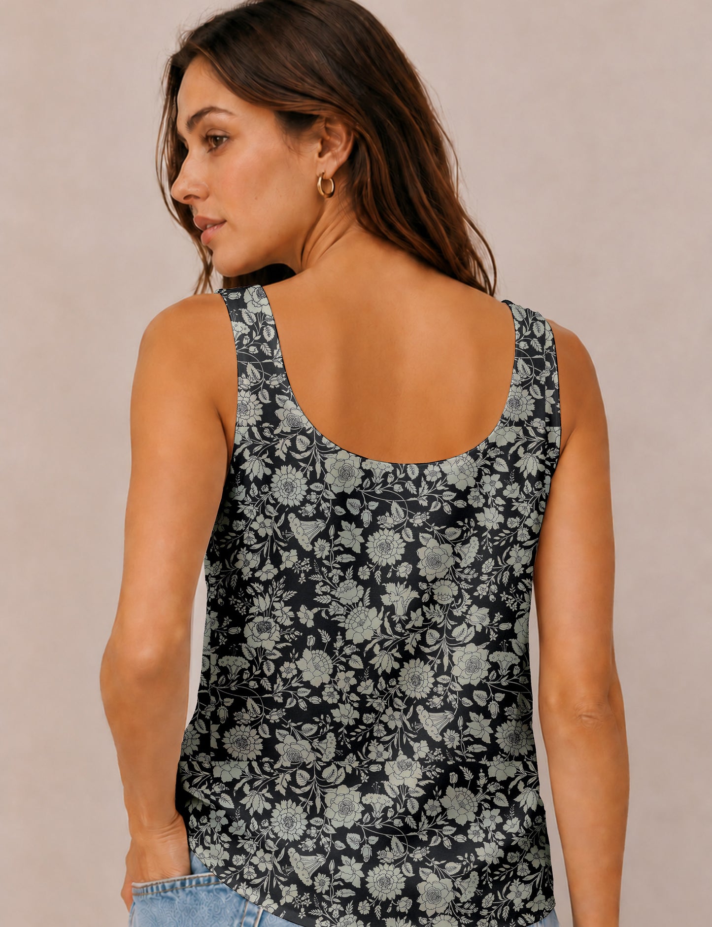 Sleeveless blouse - Black Floral