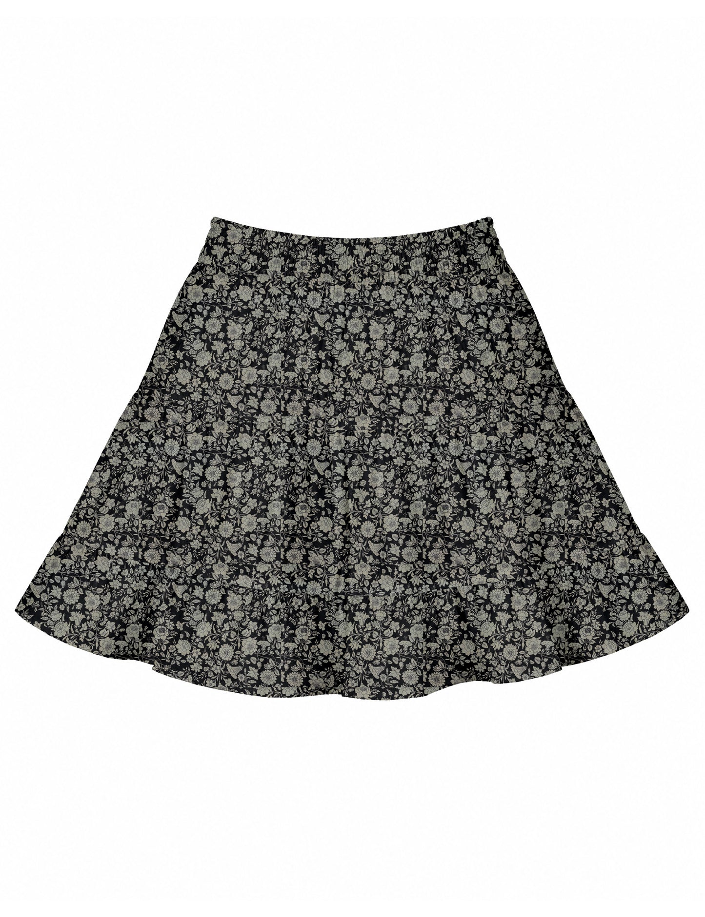 Short tiered skirt - Black Floral