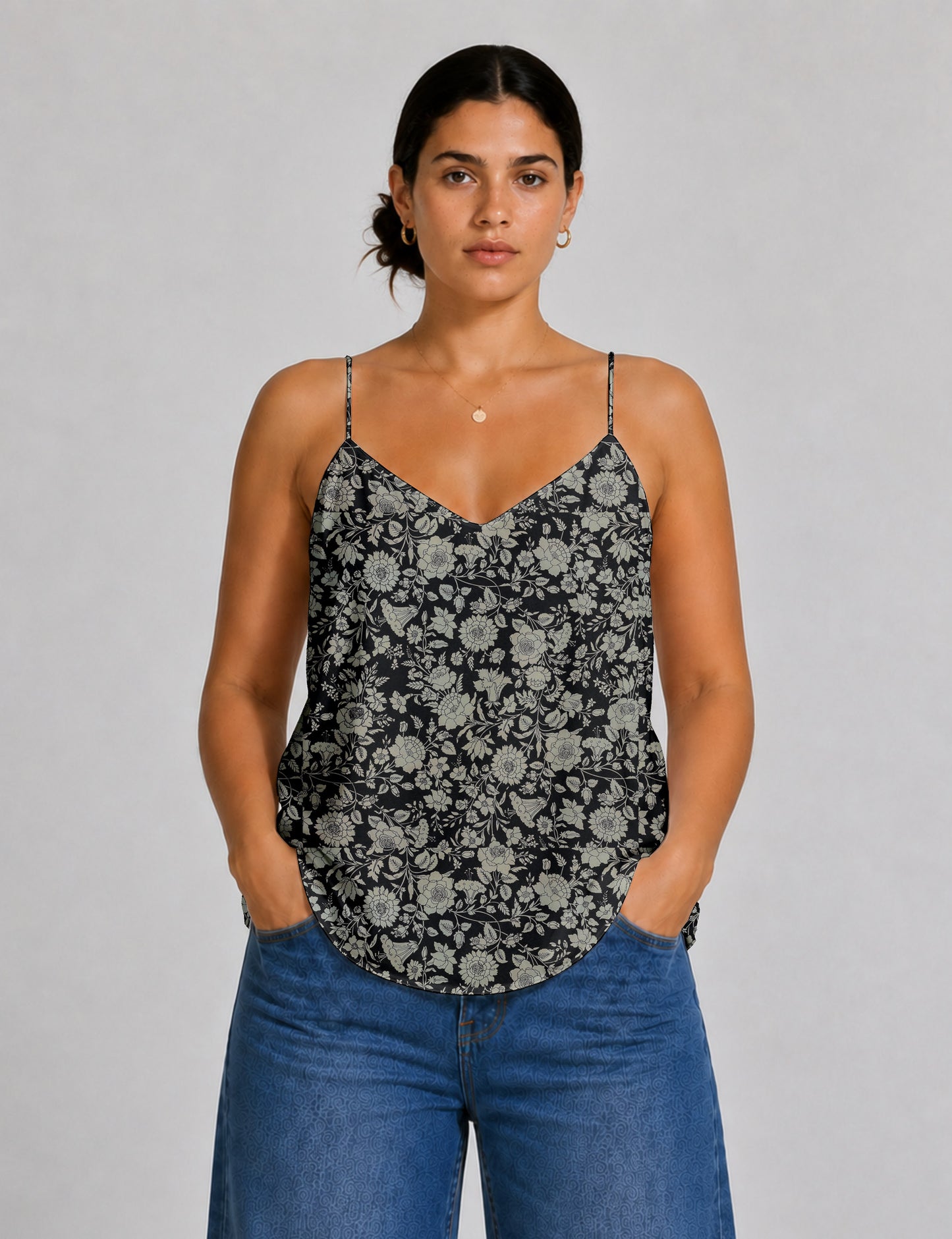 Slip top - Black Floral