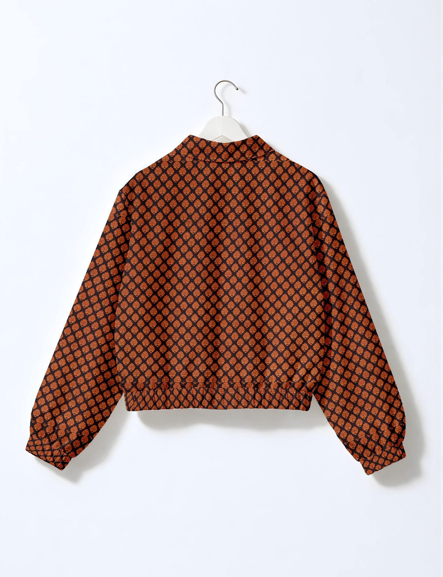 Love Bomber Jacket made from recycled fabric, featuring hand-stitched Aari embroidery. A unique piece of zero-waste clothing, part of the circular fashion movement. Designed with upcycled materials for a stylish yet environmentally friendly clothing choice.