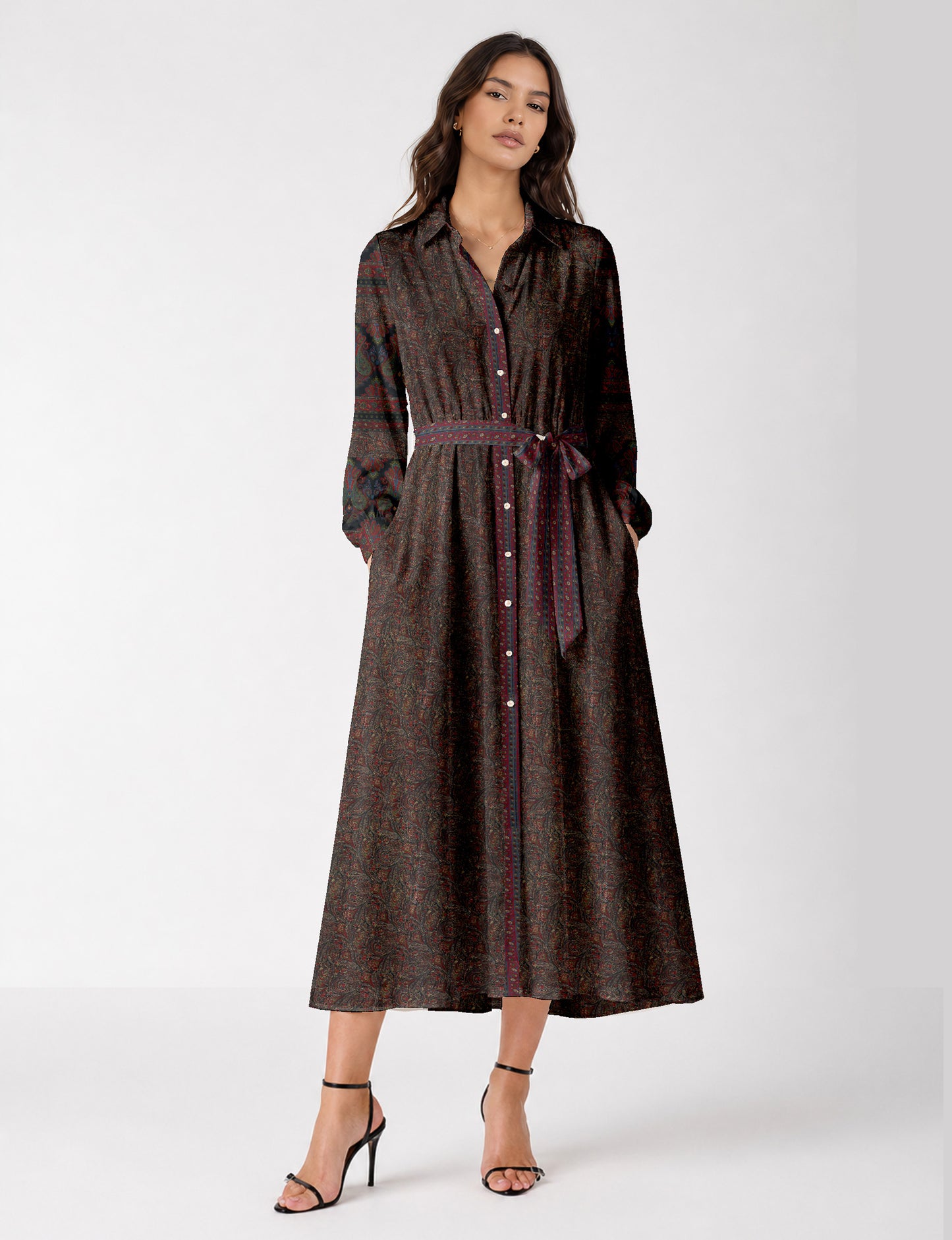 Long shirt dress - Black Paisley