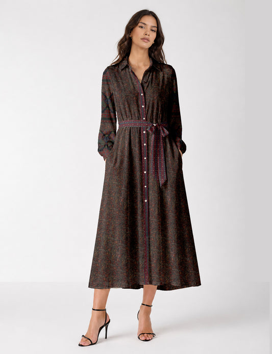 Long shirt dress - Black Paisley