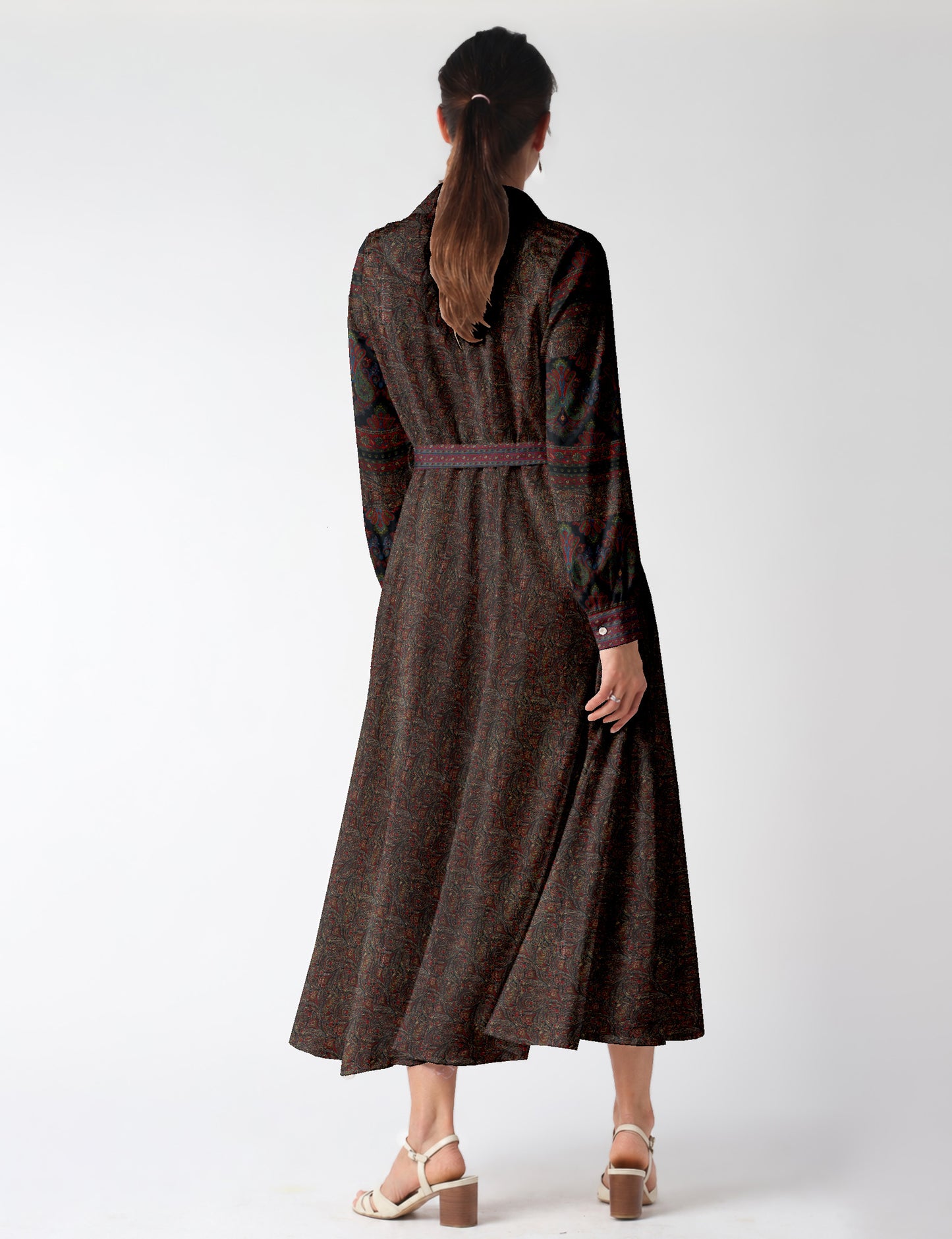 Long shirt dress - Black Paisley
