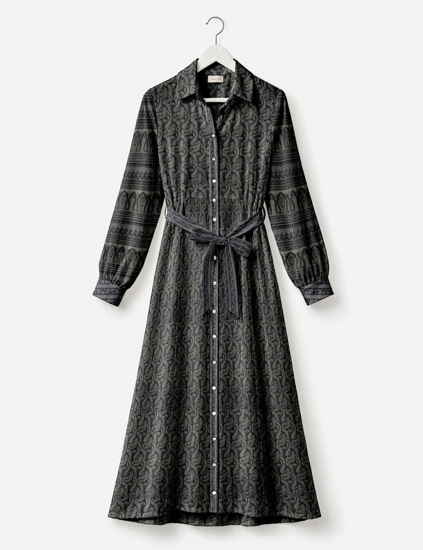 Flowing long shirt dress with relaxed fit and ankle-length design